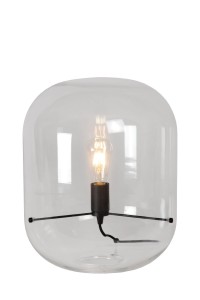 VITRO szklana lampa stołowa fi 35cm przezroczysta wykończenie czarne 1xE27
