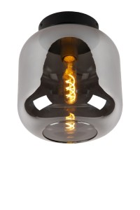 JOANET lampa sufitowa czarno-złota 1xE27 klosz szkło dymione fi 25cm