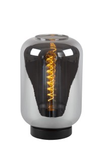 JOANET lampa stolikowa czarno-złota 1xE27 klosz szkło dymione fi 25cm