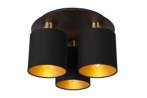 FUDRAL lampa sufitowa czarno-złotym z abażurami fi 37cm 3xE27