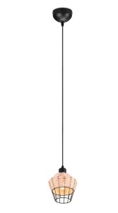 BORKA lampa wisząca fi 17cm abażur wypleciony rattanem 1xE27 wykończenie czarne