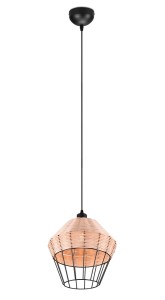 BORKA lampa wisząca fi 30cm abażur wypleciony rattanem 1xE27 wykończenie czarne