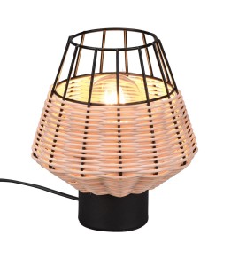 BORKA lampa stołowa abażur wypleciony rattanem 1xE27 wykończenie czarne
