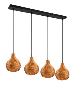 SPROUT lampa wisząca rattanowa kształt tykwy 4xE14 na listwie
