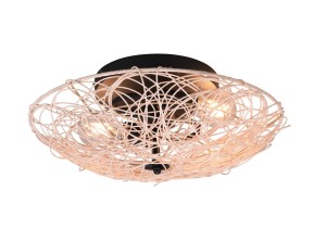 LOVIS lampa sufitowa z plecionego rattanu 2xE27 wykończenie czarne