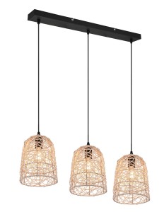 LOVIS lampa wisząca z plecionego rattanu 3xE27 wykończenie czarne