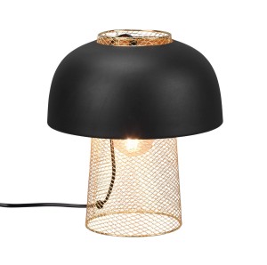 PUNCH lampa stołowa podstawa ze złotej siatki klosz czarny 1xE27