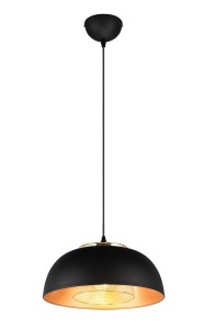 PUNCH lampa wisząca fi 35cm klosz wewnętrzny ze złotej siatki klosz zewnętrzny czarno-złoty 1xE27