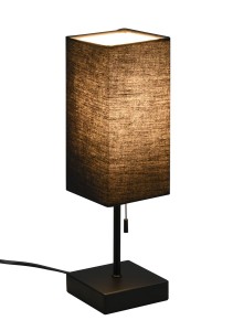 OLE lampa nocna czarna z wyłącznikiem sznurkowym i potem USB i USB-C ładowania 1xE27