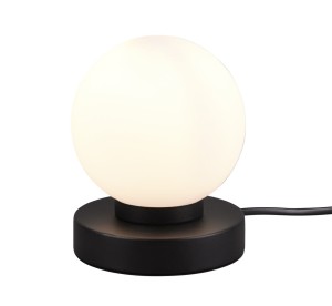 PRINZ lampa stołowa czarna z białym kloszem ściemnianie dotykowe 1xE14