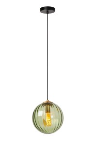 MONSARAZ lampa wisząca szklana kula zielona fi 25cm 1xE27 wykończenie czarno-złote