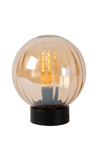 MONSARAZ lampa stołowa szklana kula amber fi 25cm 1xE27 wykończenie czarne