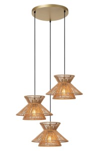 TASMAN lampa kaskada z plecionego papieru kolor naturalny wykończenie złote 3xE27