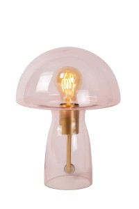 FUNGO lampa w kształcie grzyba z różowego szkła wykończenie złote 1xE27 dekoracja na szafkę
