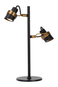 TUNDRAN lampa stołowa retro z reflektorkami czarno-złoty 2xGU10