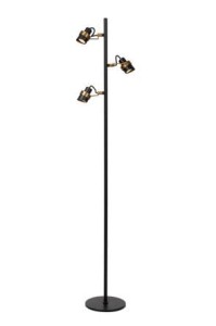 TUNDRAN lampa podłogowa retro z reflektorkami czarno-złoty 2xGU10