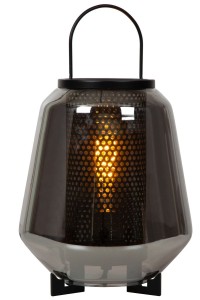 SISKA mała lampa nocna klosz szkło dymione wykończenie czarne 1xE27