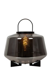 SISKA duża lampa nocna klosz szkło dymione wykończenie czarne 1xE27