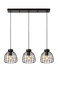 FILOX lampa nad stół drewno klosz druciany czarny fi 20cm 3xE27