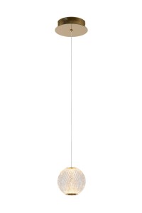 CINTRA lampa wisząca złota LED 5,7W klosz akryl z kryształowym szlifem i złotym wykończeniem
