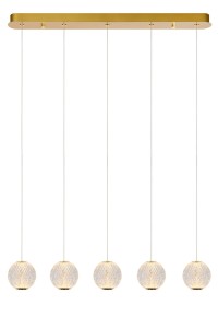 CINTRA lampa nad stół złota LED 5x4,7W klosz akryl z kryształowym szlifem i złotym wykończeniem możliwość ściemniania
