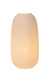 FLORES lampa nocna duża porcelanowa biała z prześwitami 1xE14