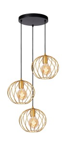 DANZA lampa potrójna kaskada czarno-złota loft 3xE27