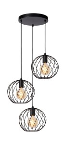 DANZA lampa potrójna kaskada czarna loft 3xE27
