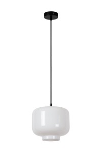 MEDINE lampa wisząca klosz białe szkło fi 25cm wykończenie czarne 1xE27
