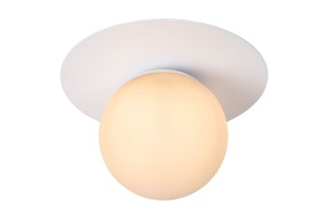 TRICIA lampa sufitowa podstawa biały dysk klosz mleczna kula fi 15cm 1E27