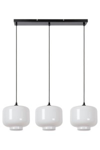 MEDINE lampa wisząca nad stół klosze białe szkło fi 25cm wykończenie czarne 3xE27