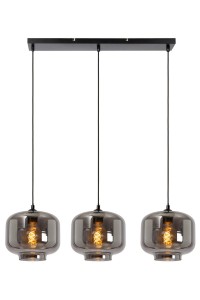 MEDINE lampa wisząca nad stół klosze dymione szkło fi 25cm wykończenie czarne 3xE27