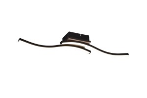 ROUTE plafon czarne fale LED 2x5W 3000K dekoracyjne wykończenie z imitacji drewna