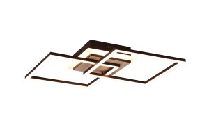 GIRO lampa LED 25W CCT kwadratowe czarne ramki z dodatkiem drewna  sterowanie światłem za pomocą pilota montaż ściana sufit