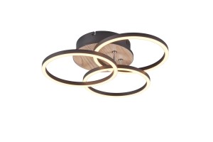 CIRCLE lampa ścienno-sufitowa czarna z dodatkiem drewna LED 27W  2700-6000K sterowanie światłem za pomocą pilota