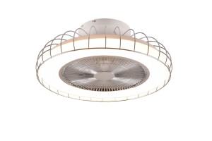 SANDFJORD biała lampa sufitowa z wentylatorem LED 30W CCT zmiana barwy światła ściemnianie oraz moc wentylatora sterowane za pomocą pilota