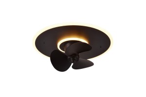 NYBRO lampa sufitowa czarna z wentylatorem LED 30W CCT sterowanie pilotem