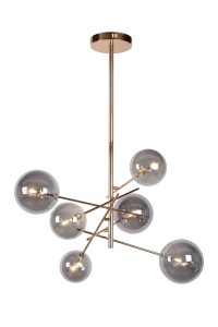 ALARA nowoczesna lampa wisząca złota z dymionymi kulami fi 72cm 6x1,5W G4
