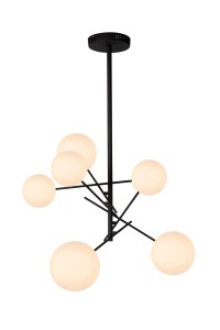 ALARA nowoczesna lampa wisząca czarna z białymi kulami fi 72cm 6x1,5W G4