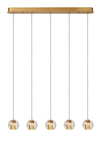 DILENKO lampa nad stół złota zatopione pęcherzyki powietrza w szklanej kuli ze złotą siatka w środku 5x3,5W 2700K