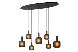 ELOISE lampa wisząca czarna nad stół klosze czarne szkło 7xE27 owalna podsufitka