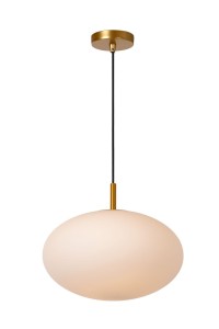 ELYSEE lampa wisząca złoty mat klosz szklany biały fi 30cm 1xE27