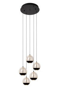 SENTUBAL zwis na kole szklane kule podświetlane LED 5x5,2W wykończenie czarne