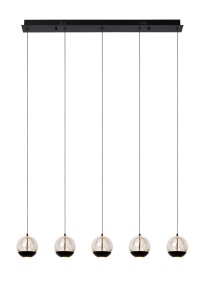SENTUBAL zwis na listwie szklane kule podświetlane LED 5x5,3W wykończenie czarne