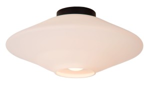 TREVOR lampa sufitowa szklana klosz biały fi 42cm wykończenie czarne 1xE27