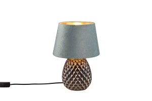 ARIANA lampa nocna ceramiczna zielona abażur fi 24cm zielony aksamit 1xE27