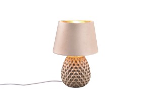 ARIANA lampa nocna ceramiczna beżowa abażur fi 24cm beżowy aksamit 1xE27