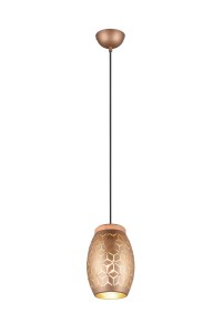 BIDAR lampa wisząca abażur metalowy kawowo-złoty z wyciętym wzorem 1xE27