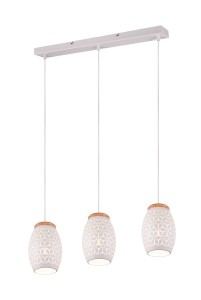 BIDAR lampa nad stół abażury metalowe białe z wyciętymi wzorami 3xE27