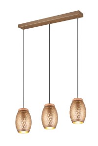 BIDAR lampa nad stół abażury metalowe kawowo-złote z wyciętymi wzorami 3xE27